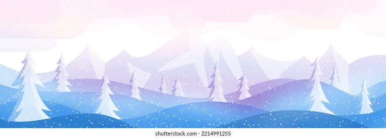 Paisaje invernal, montañas bajo la luz del atardecer, vista panorámica