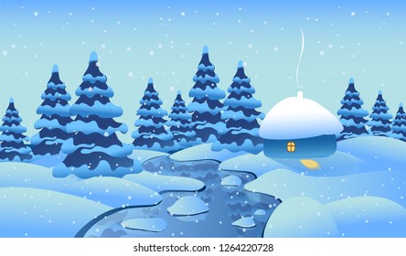 Winter landscape. New Year. Christmas. Vector image.