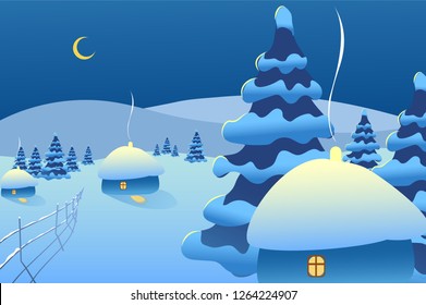 Winter landscape. New Year. Christmas. Vector image.