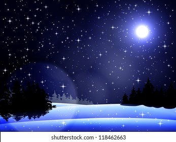 winter landscape at night