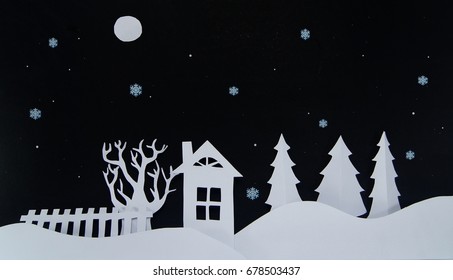 Winter landscape in the night 