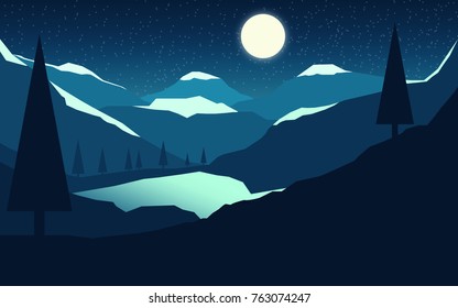 Winter landscape at night