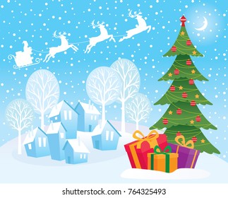 Winter landscape on Christmas night