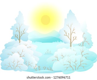 winter landscape panorama isolated