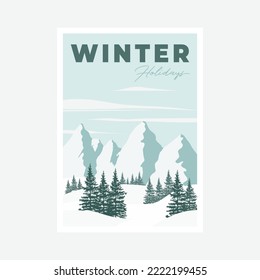 winter landscape poster. Snowy backgrounds vector design