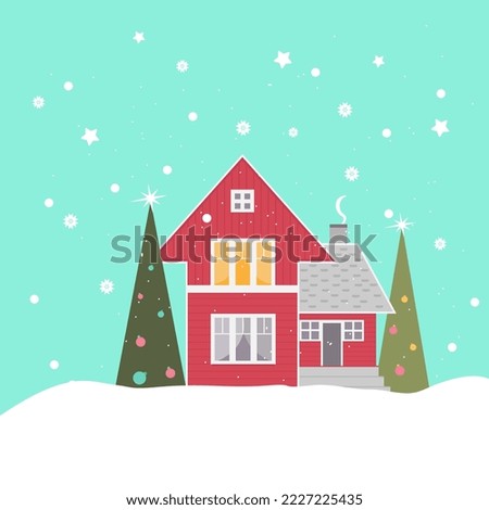 winter landscape scandinavian house in seson
