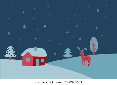 Winter landscape in the scandinavian style