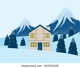Winterlandschaft mit Haus
