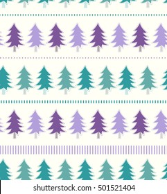 Winter landscape seamless pattern. Fir trees