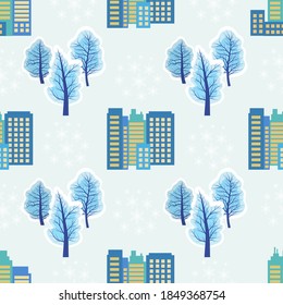 Winter landscape seamless pattern vector illustration