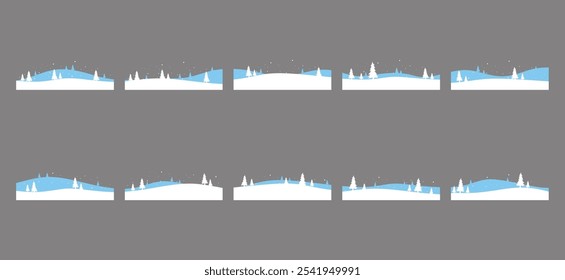 Winter Landscape Set Vector Art