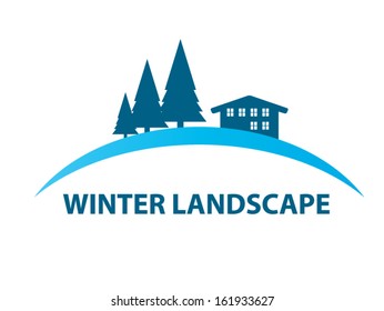 Winter landscape sign. 