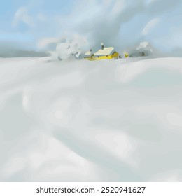 Winter landscape. A sketch with watercolor.   Hand-drawn illustration. Vector
