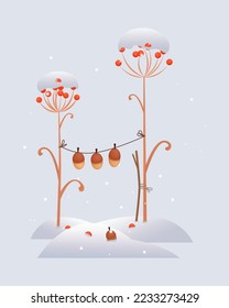 Winter landscape. Snow background. Snowdrifts snowfall. Vector illustration