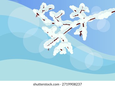 Paisaje invernal con Ilustración vectorial de nieve y ramas