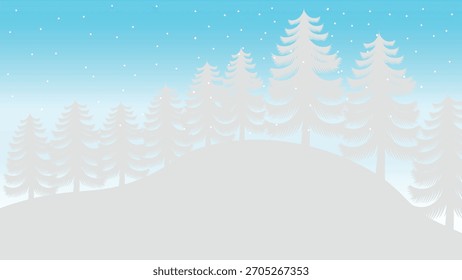 Winterlandschaft mit schneebedeckten Bäumen, Weihnachts-Hintergrundgrafik