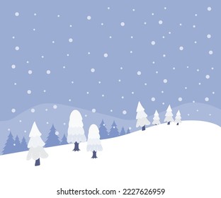 Winter landscape with snow. Flat illustration.