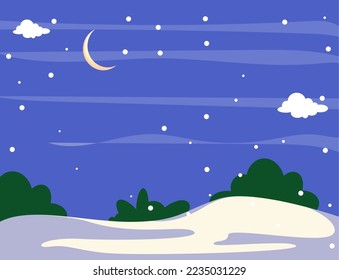 winter landscape: snow moon bushes