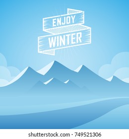 Winter landscape. snow mountain background. Vector illustration