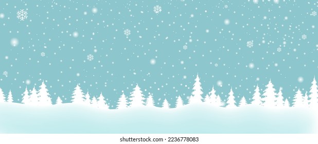 Winter Landscape With Snow Poster With Gradient Mesh, Vector Illustration