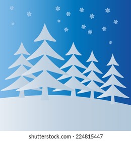 Winter landscape with snow and trees