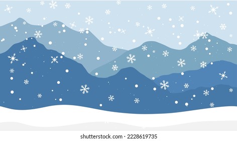 winter landscape with snow, Vector illustration: winter mountain landscape in the snow