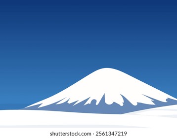 Winter Landscape with Snow-Covered Mountain and Blue Sky - Vector Graphic