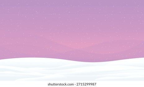 Paisaje de invierno Snowdrift Fondo Rosa Cielo púrpura.
