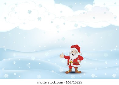 winter landscape snowfall with Santa Claus vector illustration