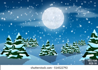 Winter landscape. Snowing. New Year. Forest. Snow-covered trees.