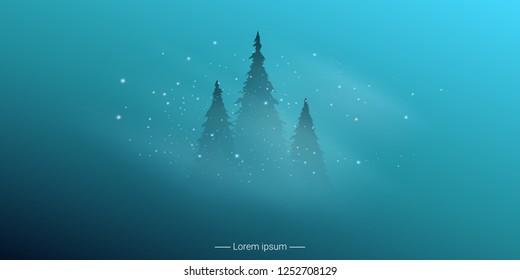 Winter landscape. Snowing. Vector illustration with place for text