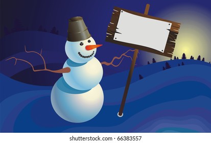 winter landscape with Snowman plate
