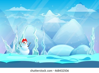 winter landscape snowman vector
