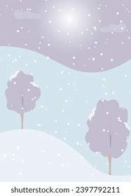 El paisaje invernal. Fondo azul nevado. Nevada y ventisca. Temporada de invierno. 