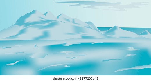 Winter landscape. Snowy mountains. Vector graphics