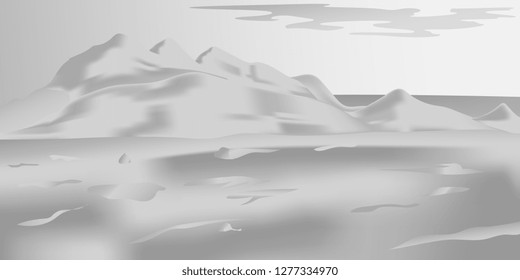 Winter landscape. Snowy mountains. Vector graphics