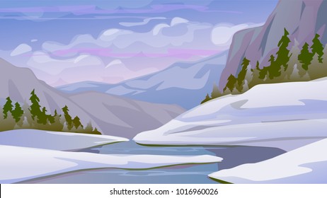 winter landscape with stream
