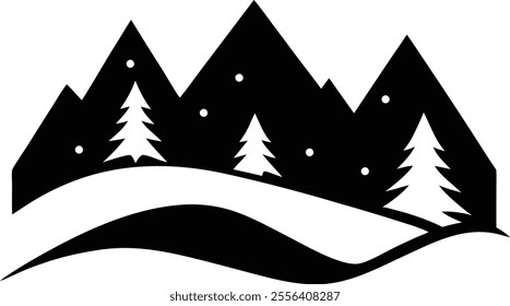 winter landscape with tree isolated silhouette art