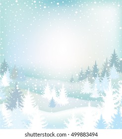 Winter landscape with trees