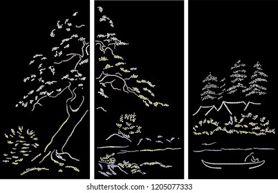 Winter landscape triptych