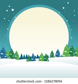 winter landscape vector background with big space to place your text, suitable for banner of winter sale, Christmas sale, boxing sale and other