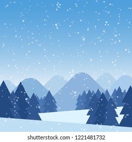 Winter landscape. Vector illustration