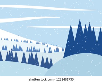 Winter landscape. Vector illustration