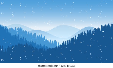 Winter landscape. Vector illustration