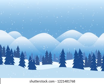 Winter landscape. Vector illustration