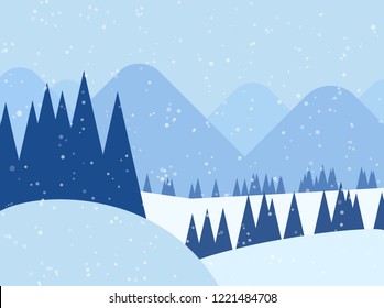 Winter landscape. Vector illustration