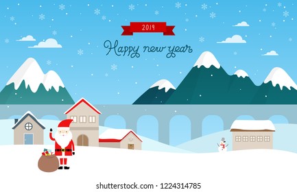 Winter landscape vector illustration.