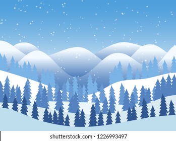 Winter landscape. Vector illustration