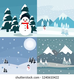 Winter Landscape Vector Illustration