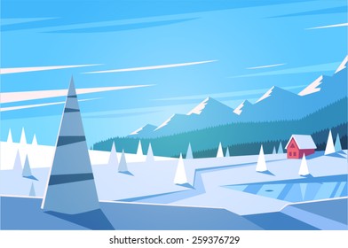 Winter landscape. Vector illustration.